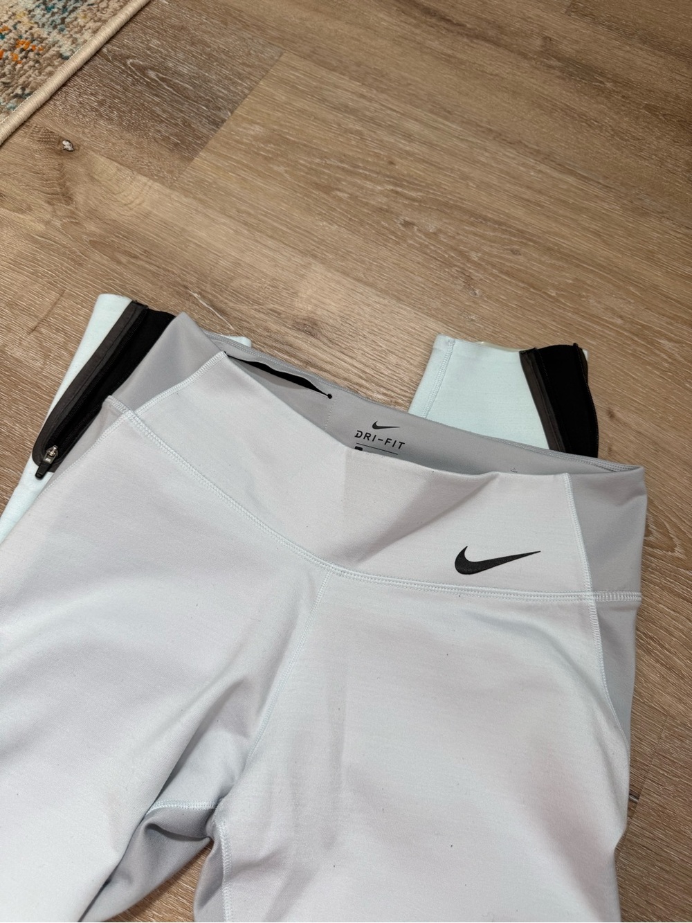 Nike Light Blue/Gray Athletic Dri-Fit Leggings with Black Swoosh